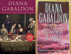 Book covers of Dragonfly in Amber, mine from Scotland